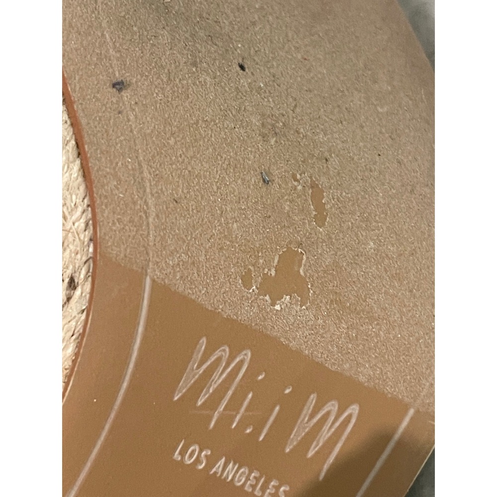Mi.iM Ankle Boots Women 9 Tan Suede Block Heel Espadrille Trim Square Toe Zip - Picture 5 of 9